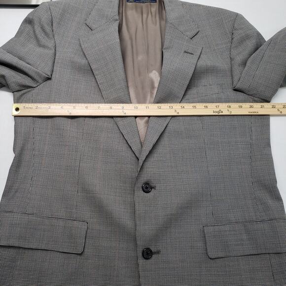 Vintage Brooks Brothers Mens 41L Gray Houndstooth Windowpane Wool Blazer Jacket - Picture 5 of 16